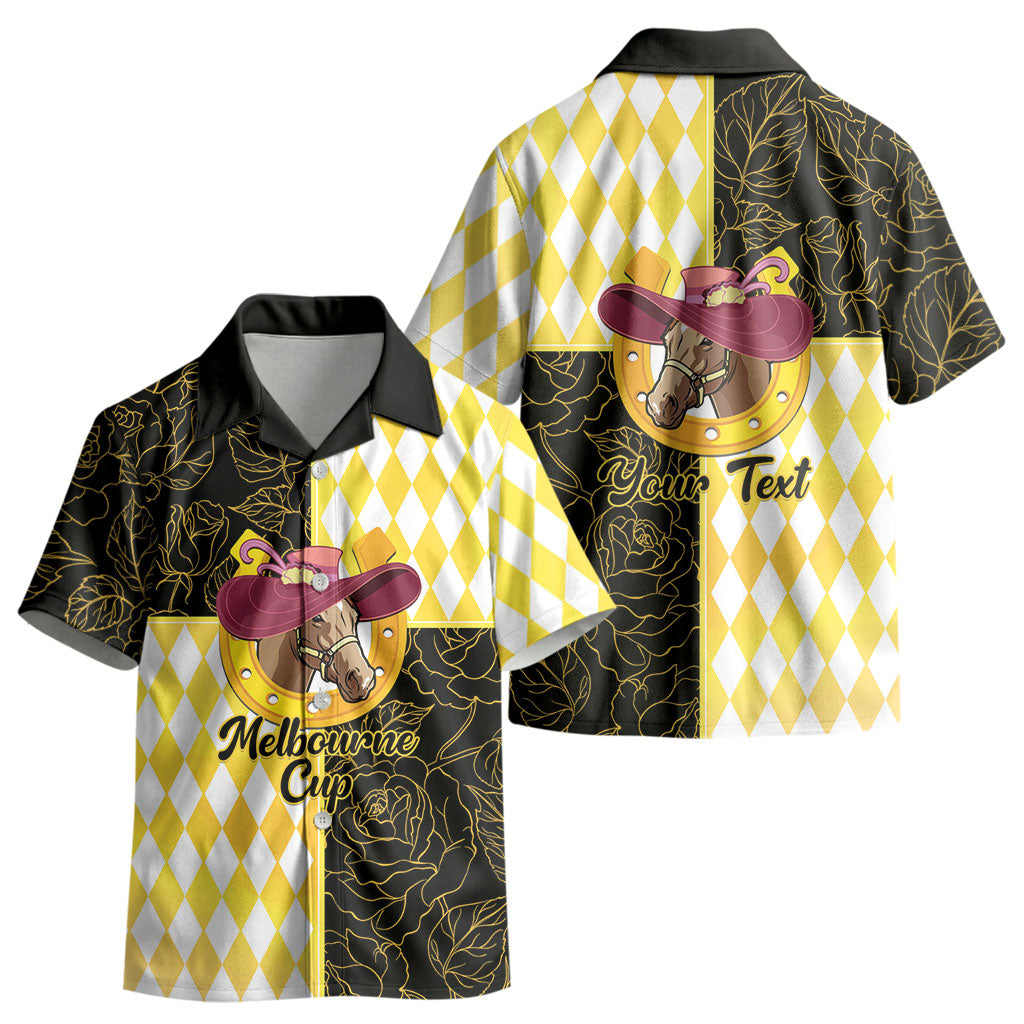Personalised Melbourne Cup Australia Kid Hawaiian Shirt Diamond Horse Racing Silks Inspired Yellow