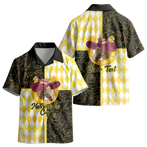 Personalised Melbourne Cup Australia Kid Hawaiian Shirt Diamond Horse Racing Silks Inspired Yellow