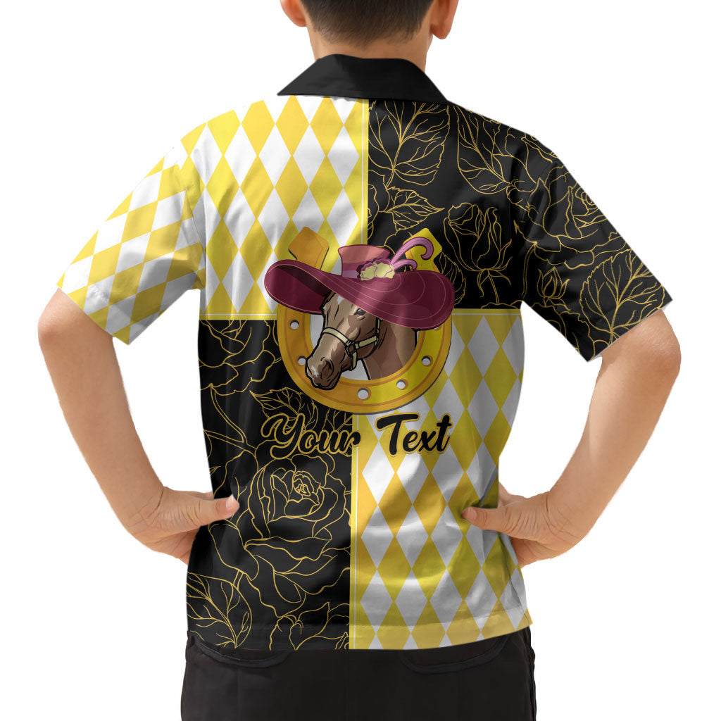 Personalised Melbourne Cup Australia Kid Hawaiian Shirt Diamond Horse Racing Silks Inspired Yellow