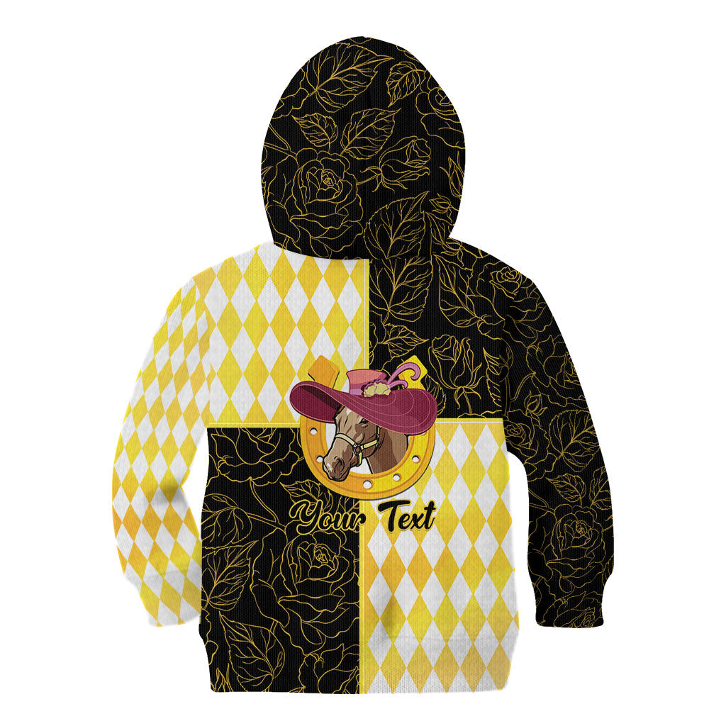Personalised Melbourne Cup Australia Kid Hoodie Diamond Horse Racing Silks Inspired Yellow