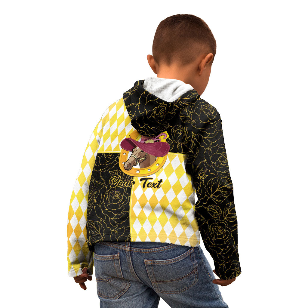 Personalised Melbourne Cup Australia Kid Hoodie Diamond Horse Racing Silks Inspired Yellow