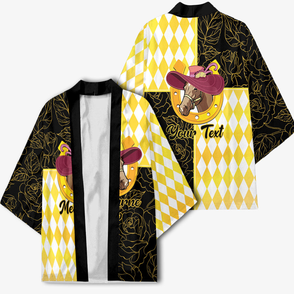 Personalised Melbourne Cup Australia Kimono Diamond Horse Racing Silks Inspired Yellow