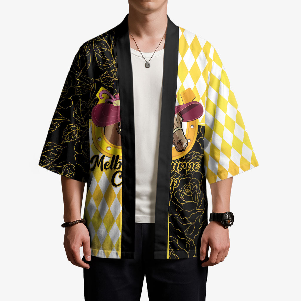Personalised Melbourne Cup Australia Kimono Diamond Horse Racing Silks Inspired Yellow