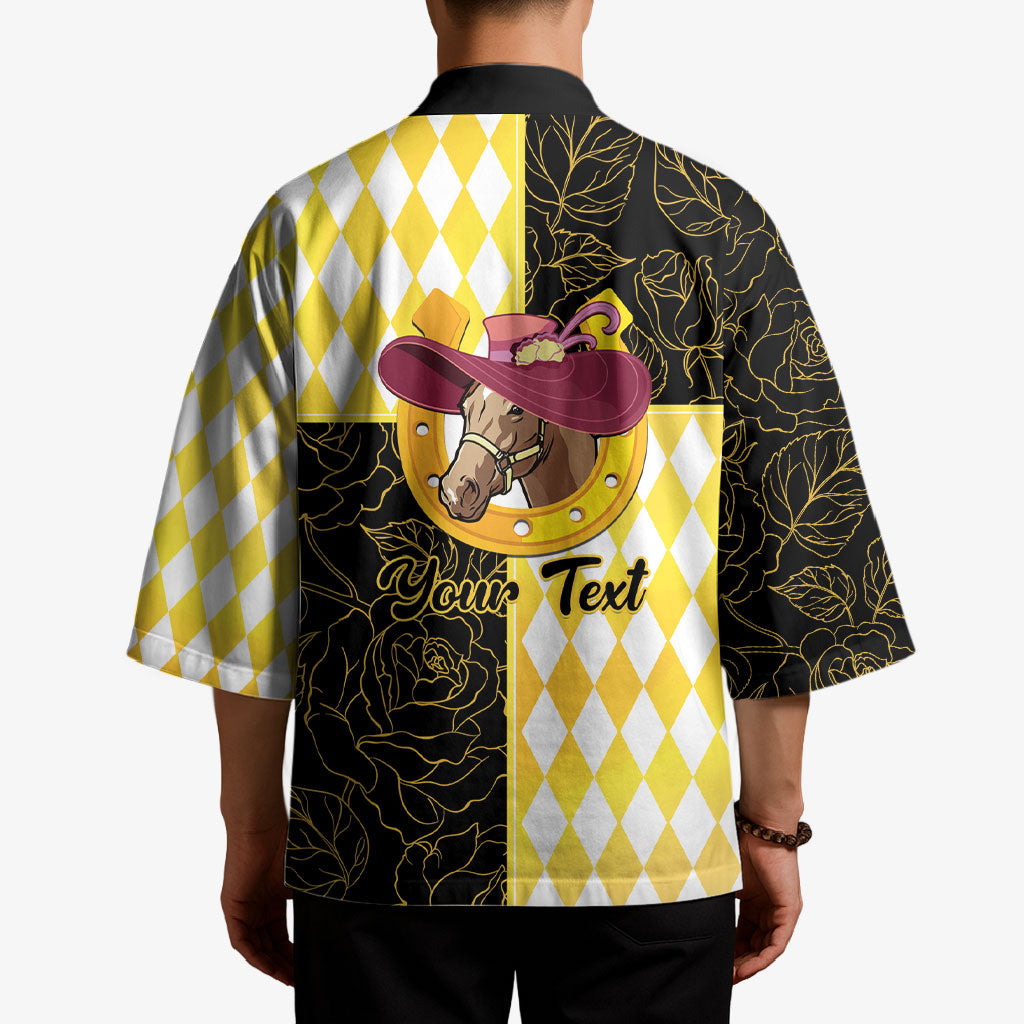 Personalised Melbourne Cup Australia Kimono Diamond Horse Racing Silks Inspired Yellow