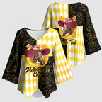 Personalised Melbourne Cup Australia Kimono Sleeve Blouse Diamond Horse Racing Silks Inspired Yellow
