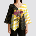 Personalised Melbourne Cup Australia Kimono Sleeve Blouse Diamond Horse Racing Silks Inspired Yellow