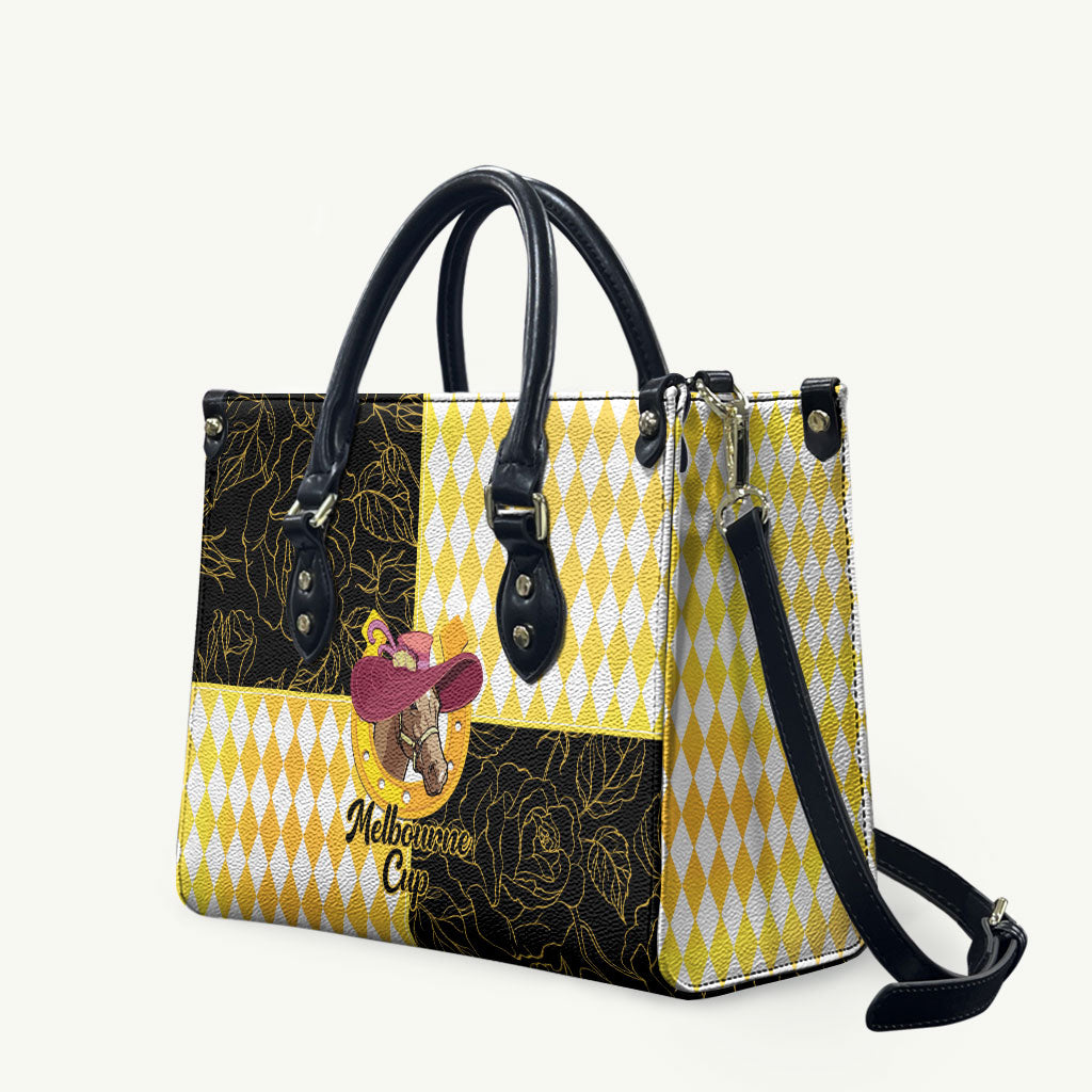 Melbourne Cup Australia Leather Bag Diamond Horse Racing Silks Inspired Yellow