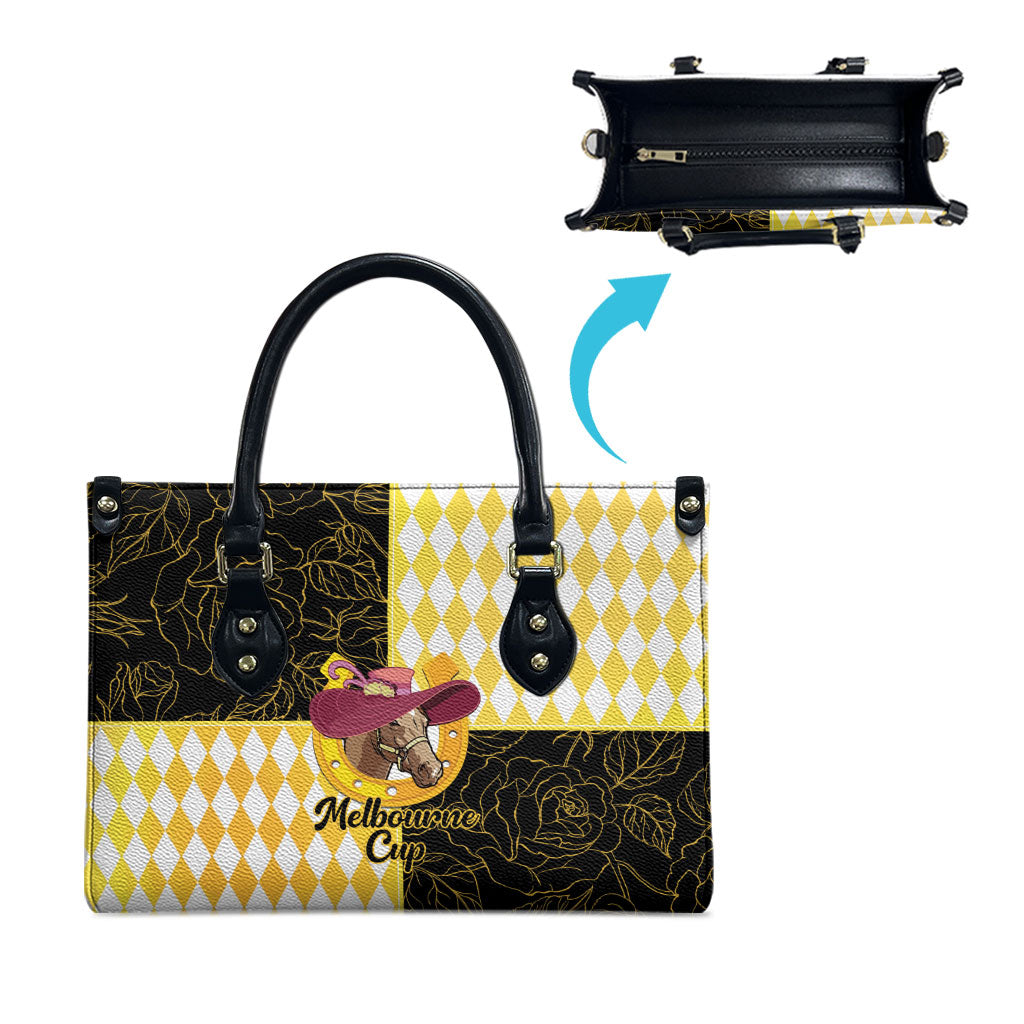 Melbourne Cup Australia Leather Bag Diamond Horse Racing Silks Inspired Yellow