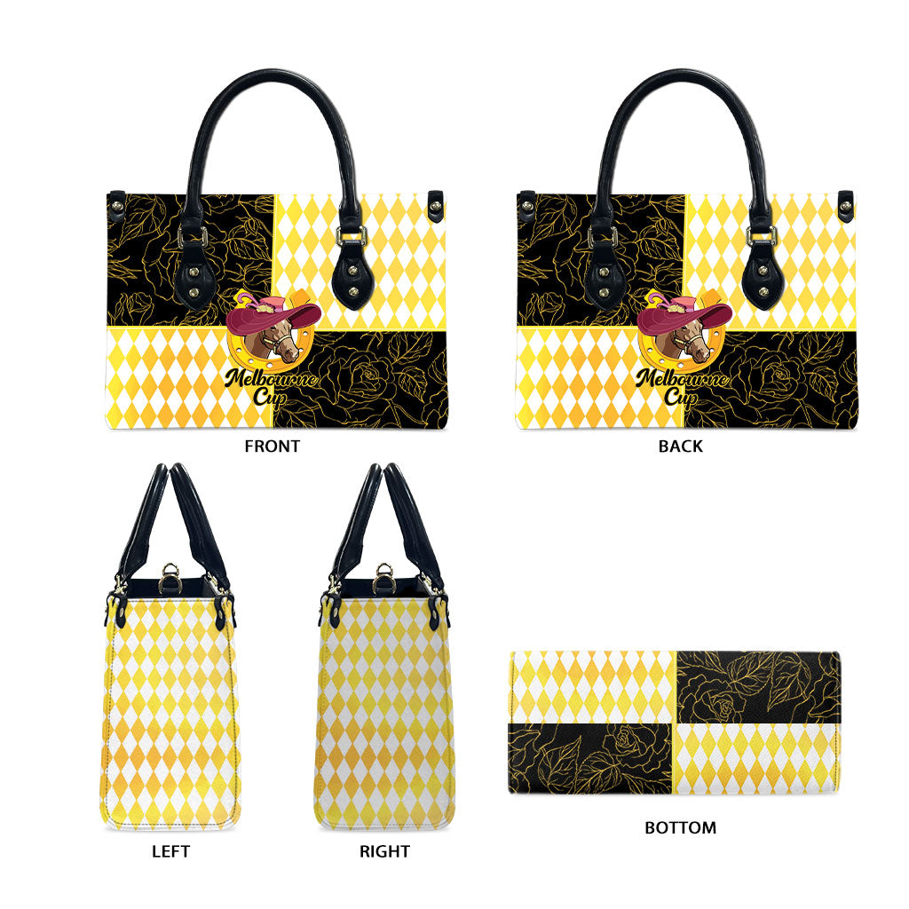 Melbourne Cup Australia Leather Bag Diamond Horse Racing Silks Inspired Yellow