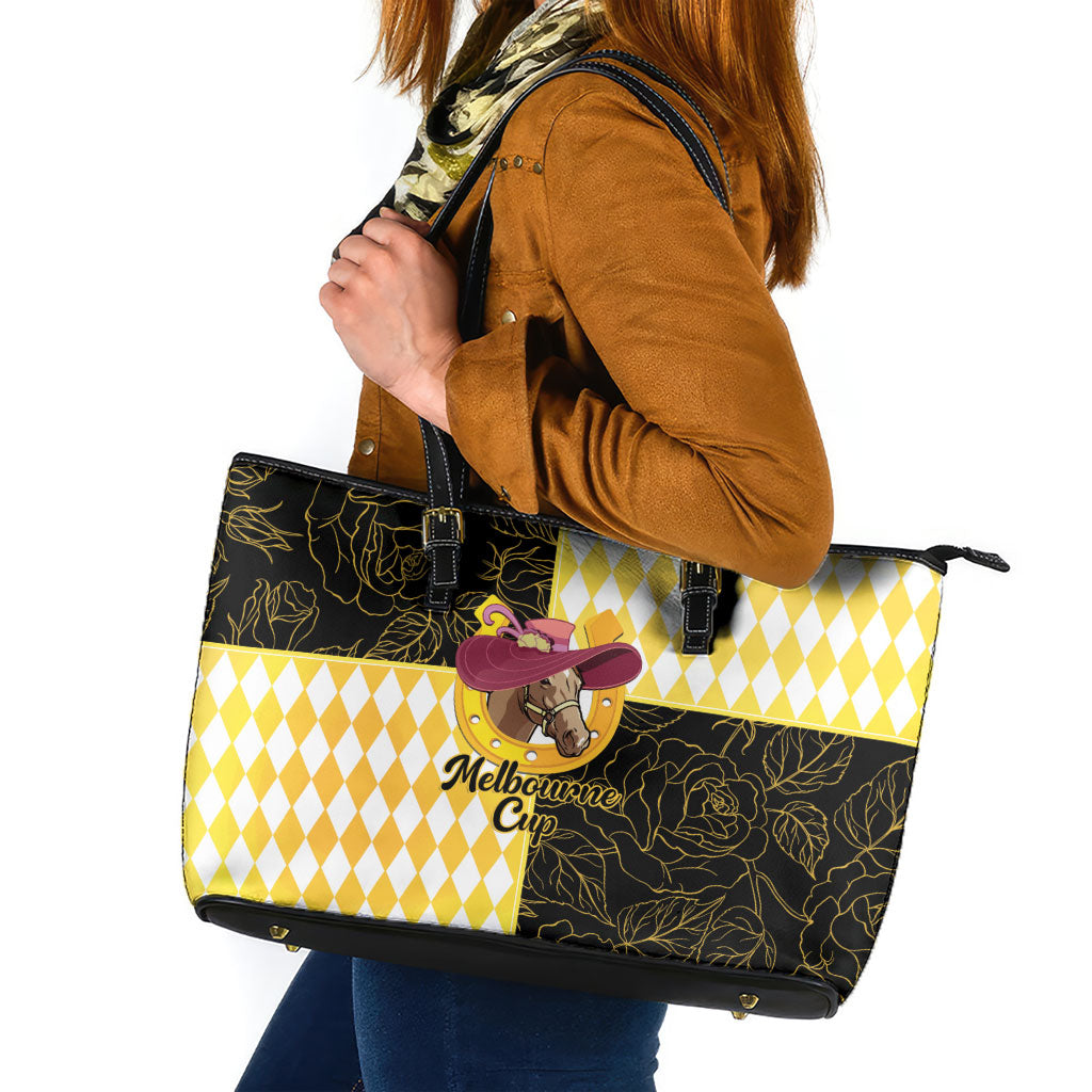 Melbourne Cup Australia Leather Tote Bag Diamond Horse Racing Silks Inspired Yellow