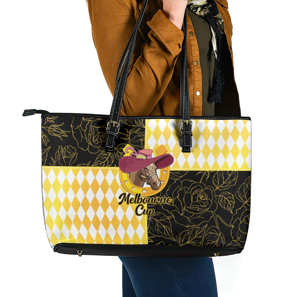 Melbourne Cup Australia Leather Tote Bag Diamond Horse Racing Silks Inspired Yellow
