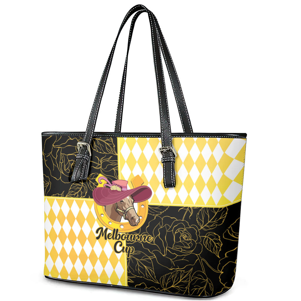 Melbourne Cup Australia Leather Tote Bag Diamond Horse Racing Silks Inspired Yellow