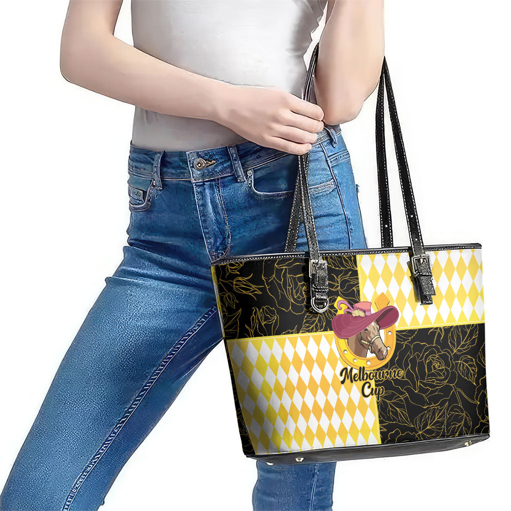 Melbourne Cup Australia Leather Tote Bag Diamond Horse Racing Silks Inspired Yellow