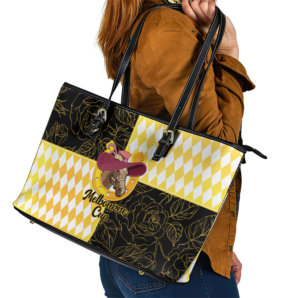 Melbourne Cup Australia Leather Tote Bag Diamond Horse Racing Silks Inspired Yellow