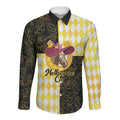 Personalised Melbourne Cup Australia Long Sleeve Button Shirt Diamond Horse Racing Silks Inspired Yellow