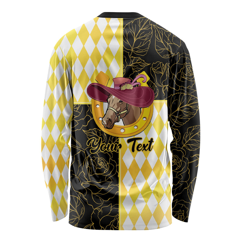 Personalised Melbourne Cup Australia Long Sleeve Shirt Diamond Horse Racing Silks Inspired Yellow