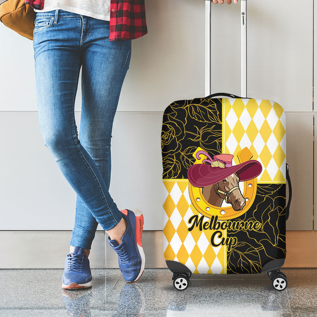 Melbourne Cup Australia Luggage Cover Diamond Horse Racing Silks Inspired Yellow