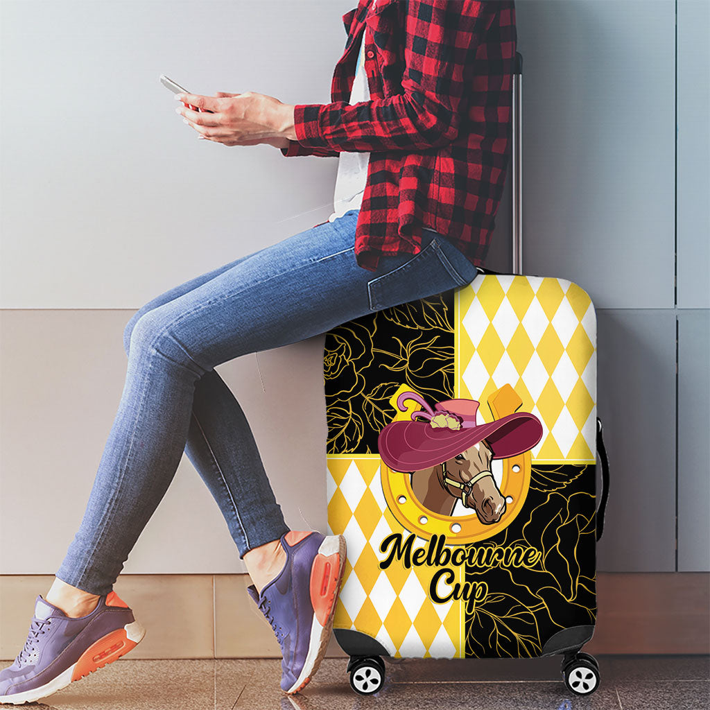 Melbourne Cup Australia Luggage Cover Diamond Horse Racing Silks Inspired Yellow