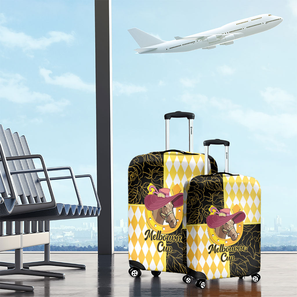 Melbourne Cup Australia Luggage Cover Diamond Horse Racing Silks Inspired Yellow