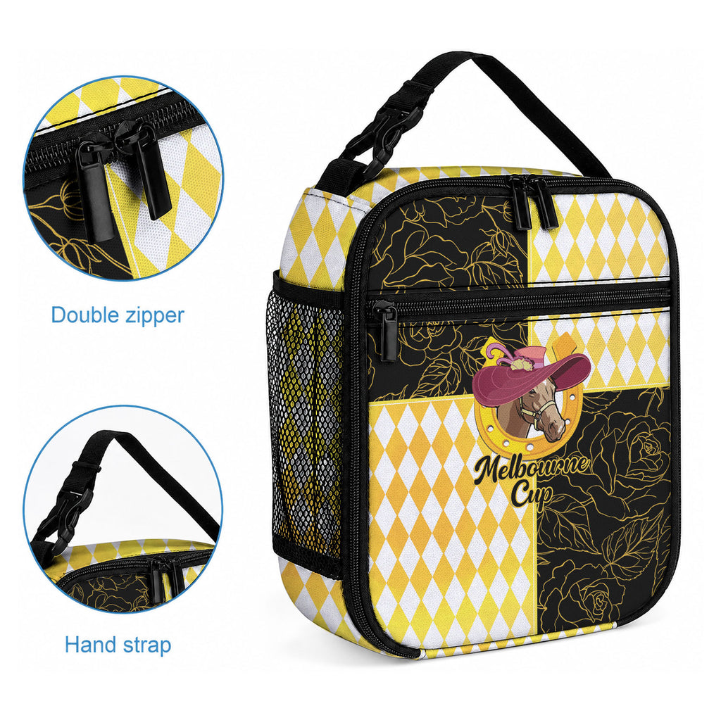 Melbourne Cup Australia Lunch Bag Diamond Horse Racing Silks Inspired Yellow