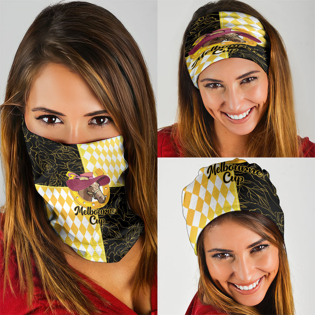 Melbourne Cup Australia Neck Gaiter Diamond Horse Racing Silks Inspired Yellow
