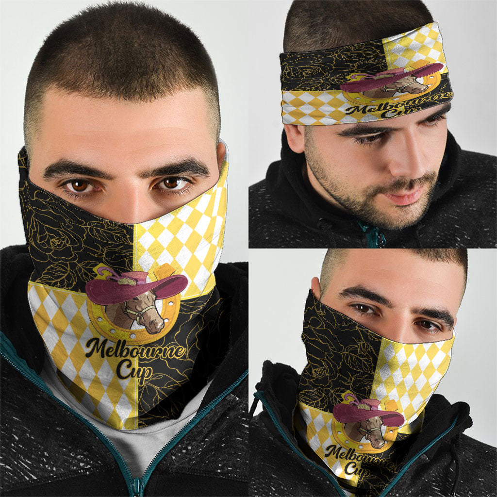 Melbourne Cup Australia Neck Gaiter Diamond Horse Racing Silks Inspired Yellow