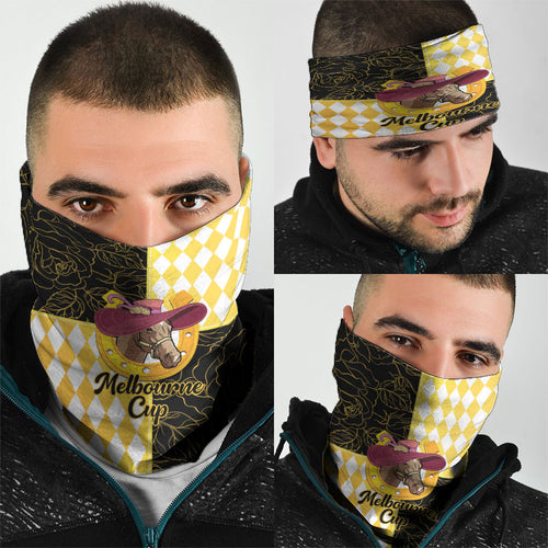 Melbourne Cup Australia Neck Gaiter Diamond Horse Racing Silks Inspired Yellow