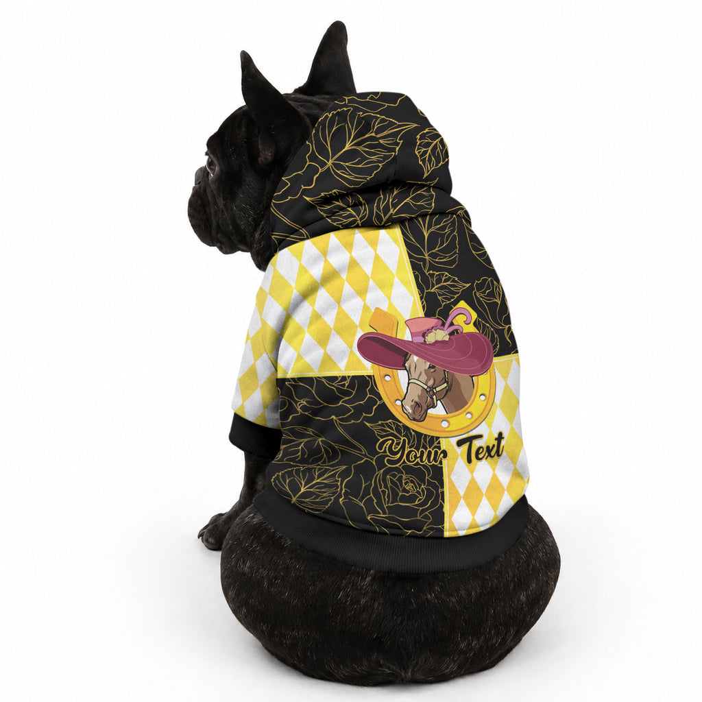 Personalised Melbourne Cup Australia Pet Hoodie Diamond Horse Racing Silks Inspired Yellow