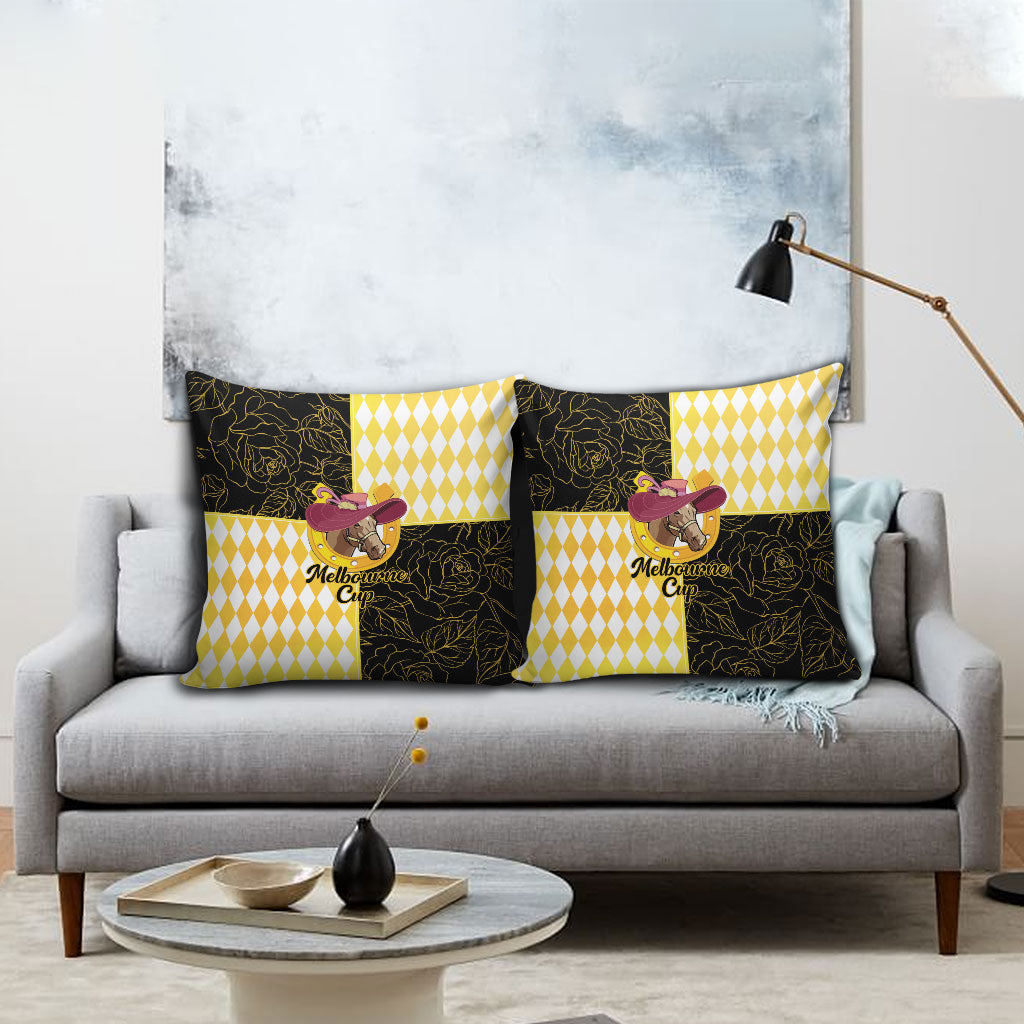 Melbourne Cup Australia Pillow Cover Diamond Horse Racing Silks Inspired Yellow