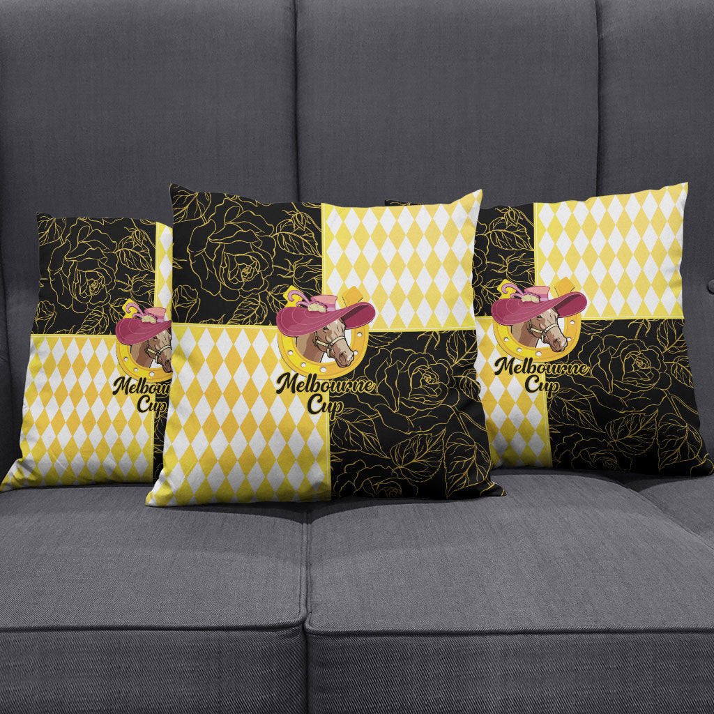 Melbourne Cup Australia Pillow Cover Diamond Horse Racing Silks Inspired Yellow