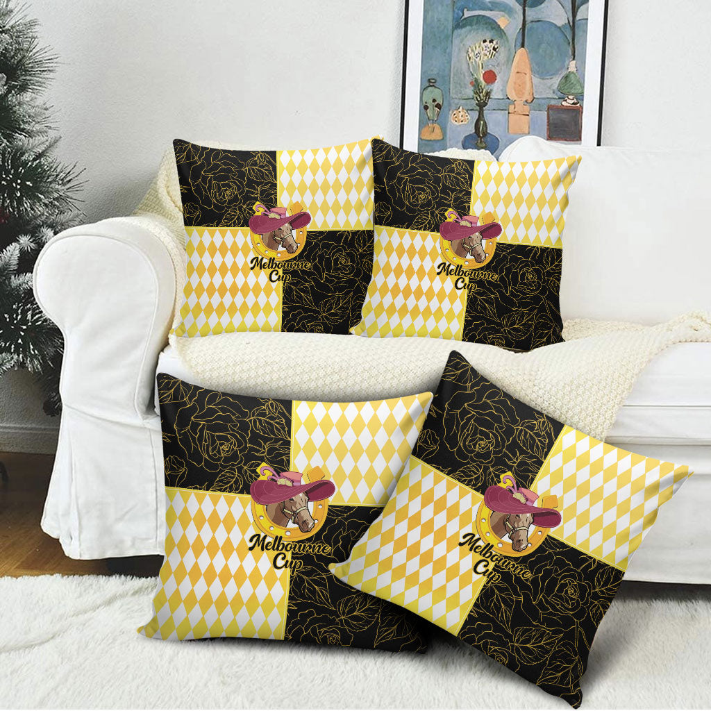 Melbourne Cup Australia Pillow Cover Diamond Horse Racing Silks Inspired Yellow