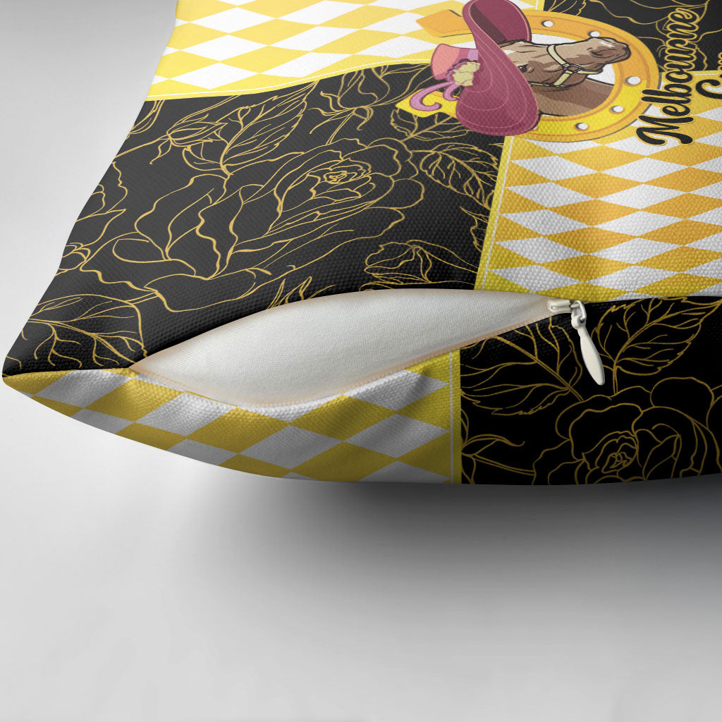Melbourne Cup Australia Pillow Cover Diamond Horse Racing Silks Inspired Yellow
