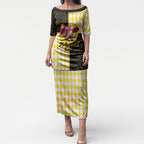 Personalised Melbourne Cup Australia Puletasi Diamond Horse Racing Silks Inspired Yellow