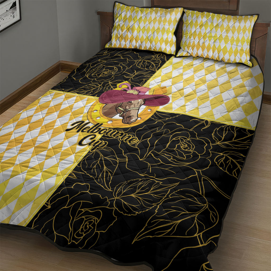 Melbourne Cup Australia Quilt Bed Set Diamond Horse Racing Silks Inspired Yellow
