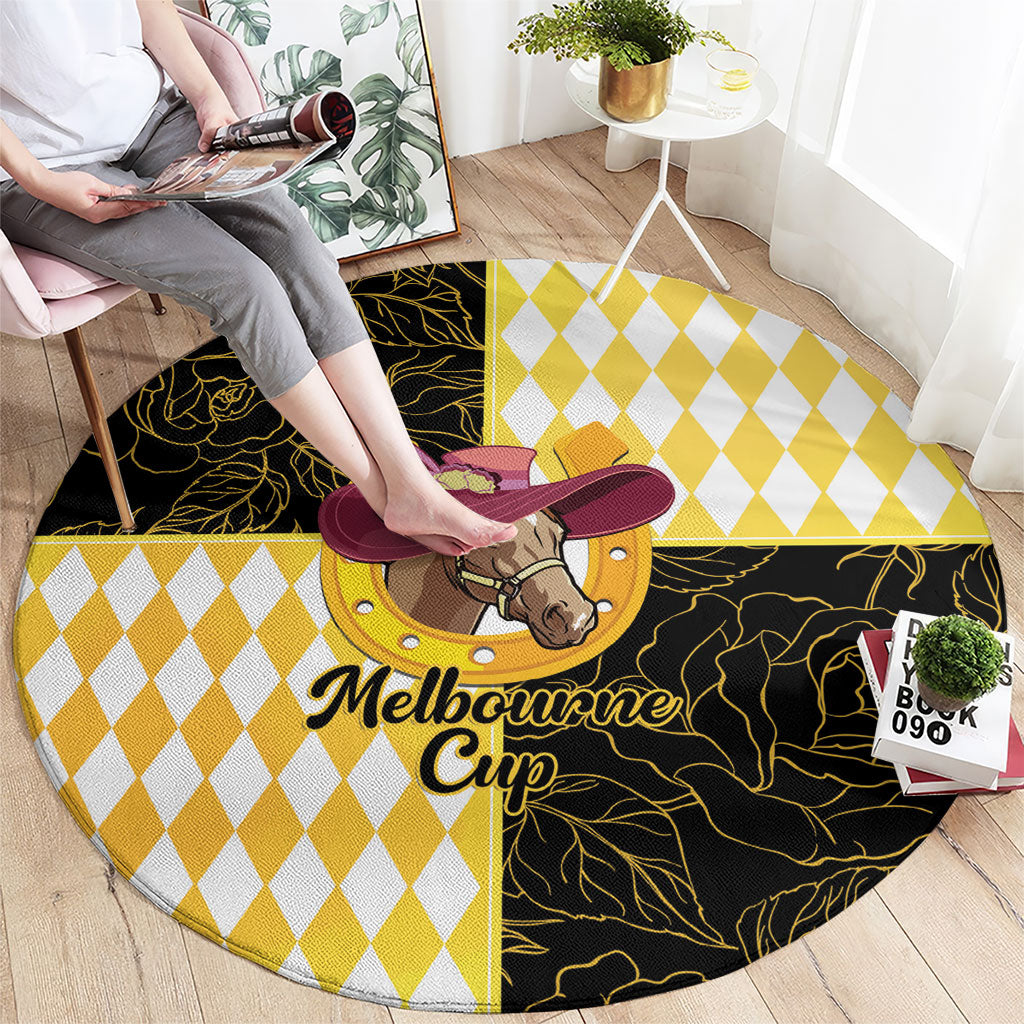 Melbourne Cup Australia Round Carpet Diamond Horse Racing Silks Inspired Yellow