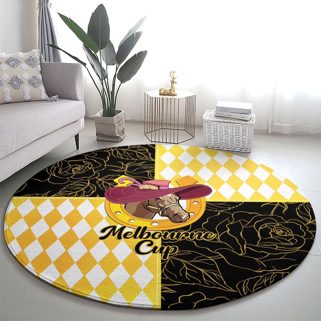 Melbourne Cup Australia Round Carpet Diamond Horse Racing Silks Inspired Yellow