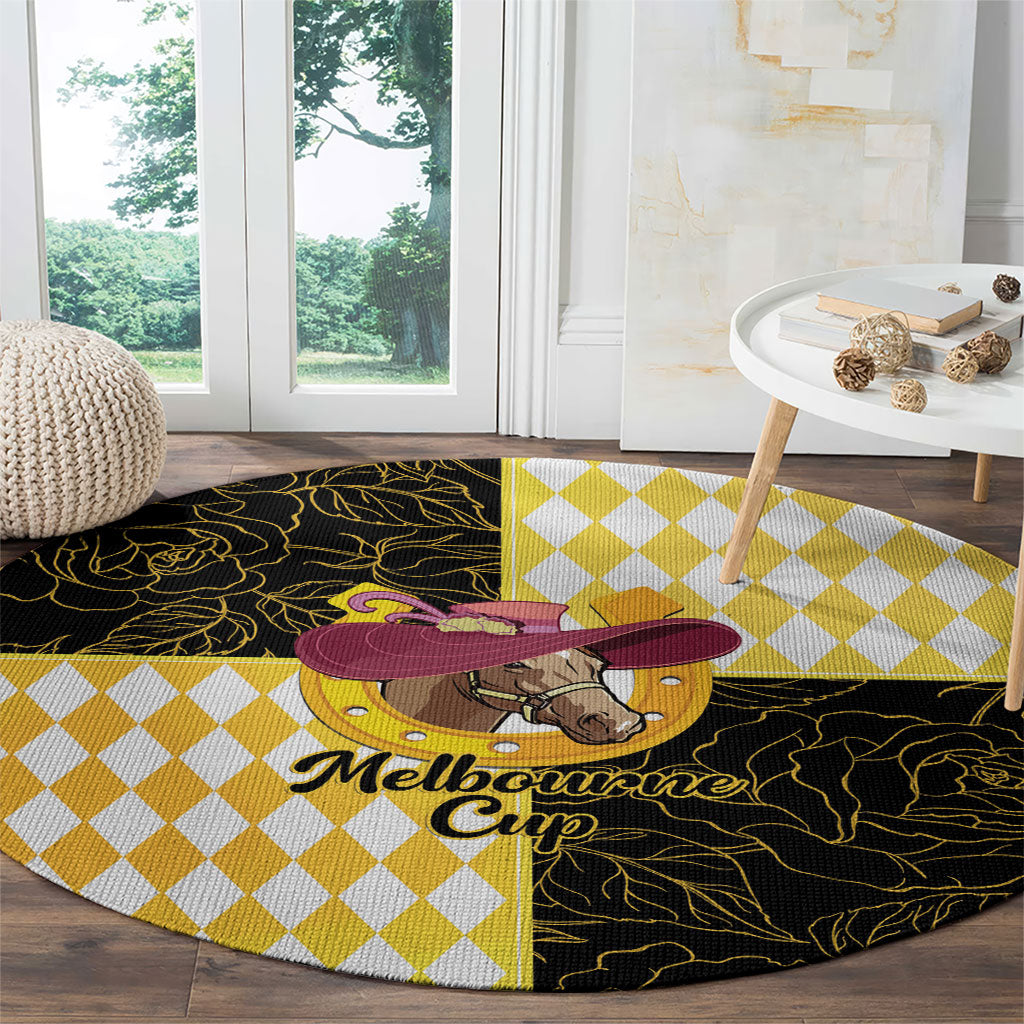 Melbourne Cup Australia Round Carpet Diamond Horse Racing Silks Inspired Yellow
