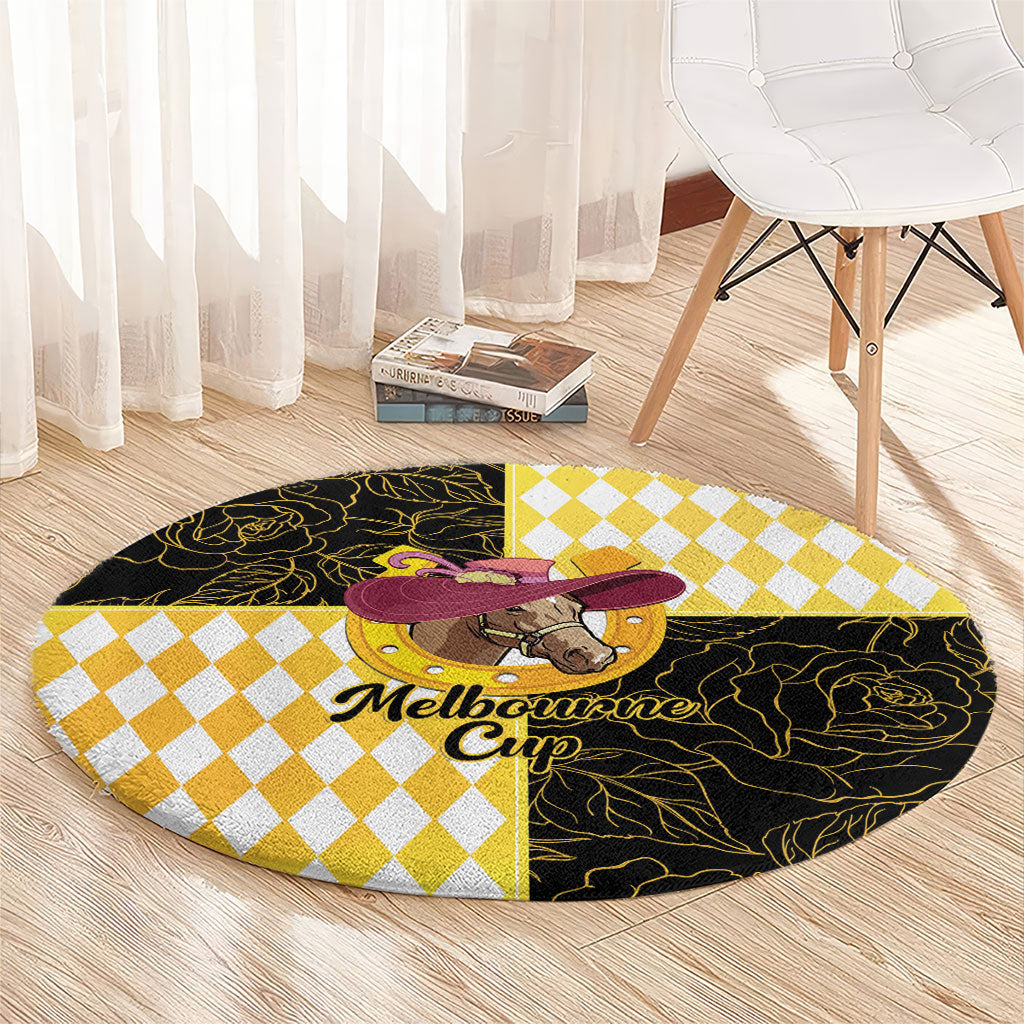 Melbourne Cup Australia Round Carpet Diamond Horse Racing Silks Inspired Yellow
