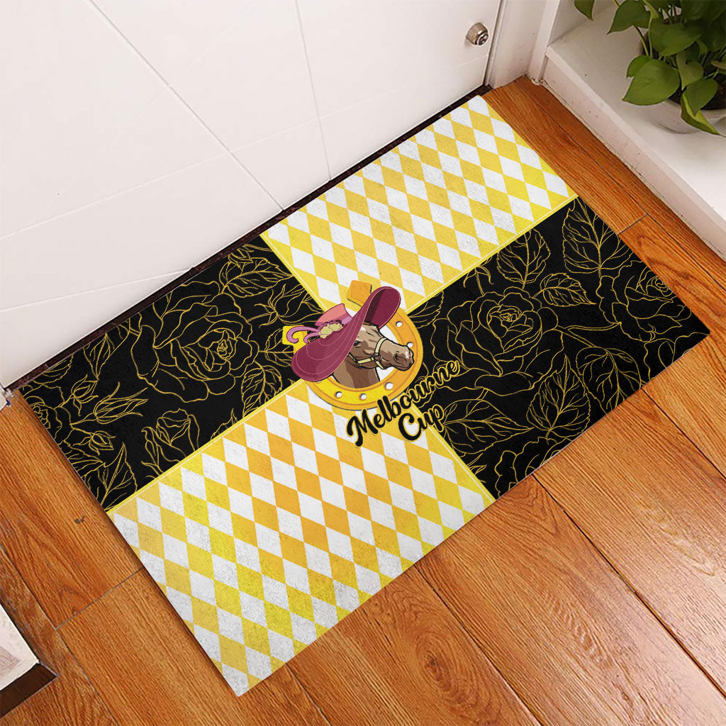 Melbourne Cup Australia Rubber Doormat Diamond Horse Racing Silks Inspired Yellow