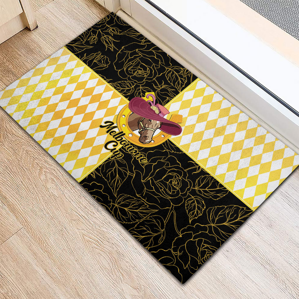 Melbourne Cup Australia Rubber Doormat Diamond Horse Racing Silks Inspired Yellow