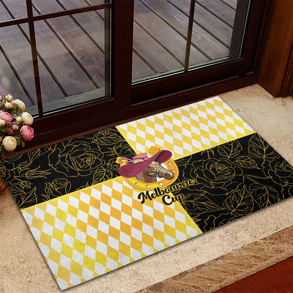 Melbourne Cup Australia Rubber Doormat Diamond Horse Racing Silks Inspired Yellow
