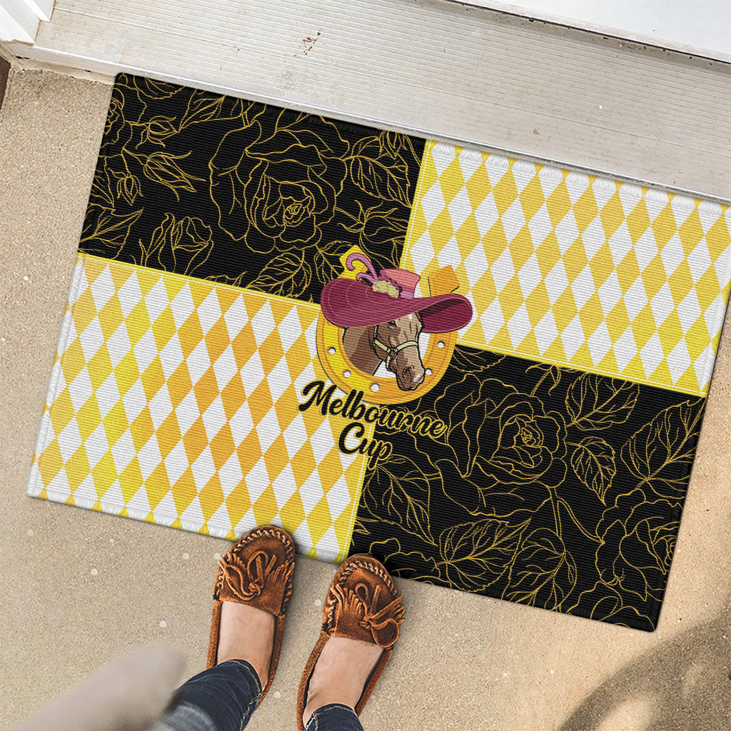Melbourne Cup Australia Rubber Doormat Diamond Horse Racing Silks Inspired Yellow
