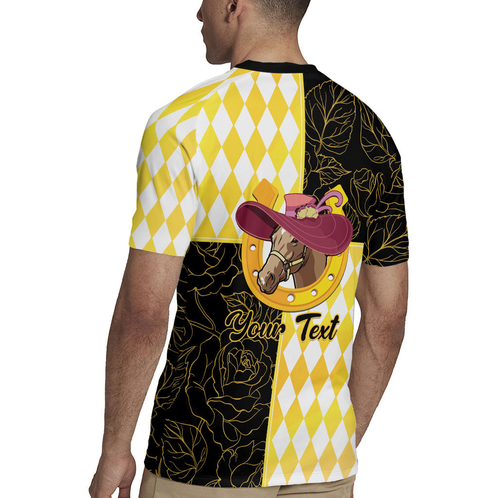 Personalised Melbourne Cup Australia Rugby Jersey Diamond Horse Racing Silks Inspired Yellow