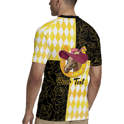 Personalised Melbourne Cup Australia Rugby Jersey Diamond Horse Racing Silks Inspired Yellow