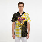 Personalised Melbourne Cup Australia Scrub Top Diamond Horse Racing Silks Inspired Yellow
