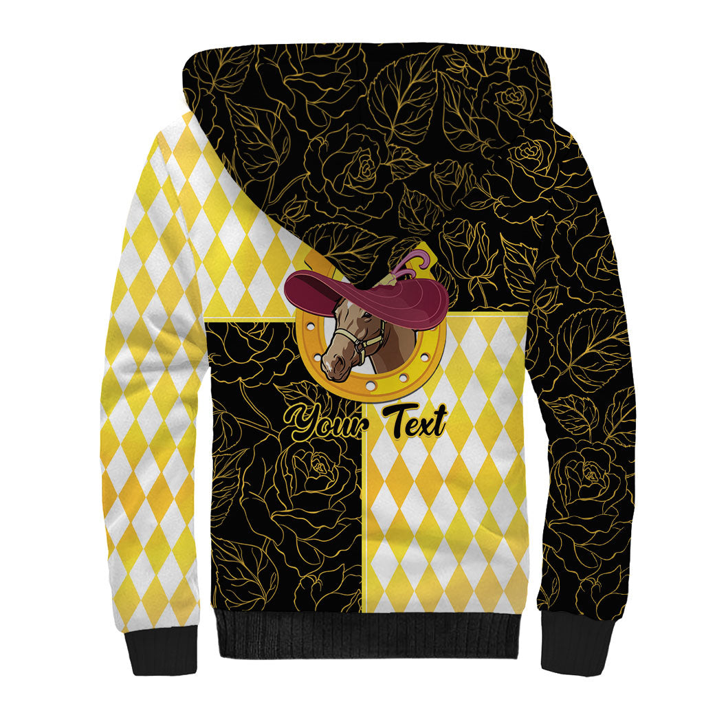 Personalised Melbourne Cup Australia Sherpa Hoodie Diamond Horse Racing Silks Inspired Yellow
