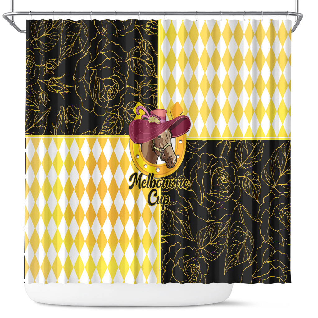 Melbourne Cup Australia Shower Curtain Diamond Horse Racing Silks Inspired Yellow