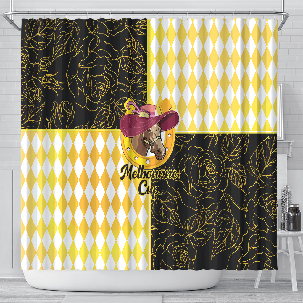 Melbourne Cup Australia Shower Curtain Diamond Horse Racing Silks Inspired Yellow