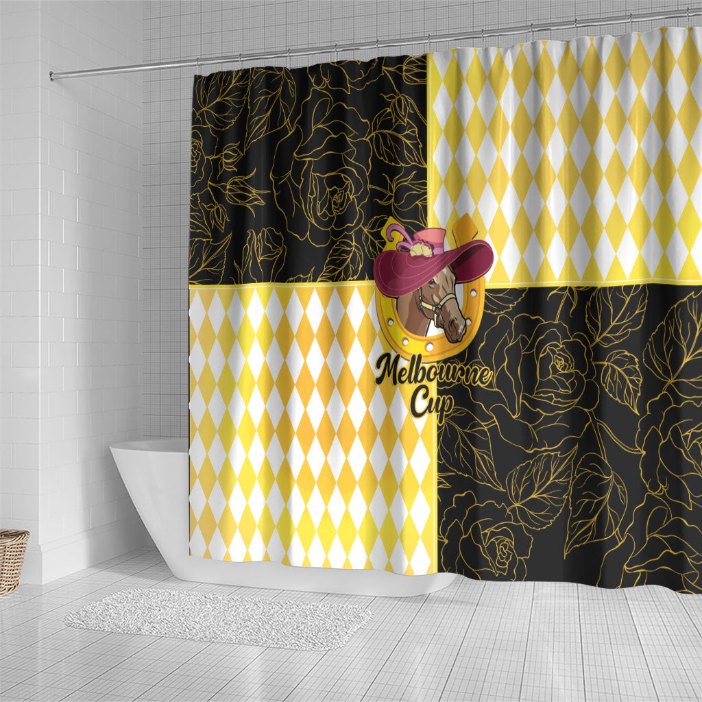 Melbourne Cup Australia Shower Curtain Diamond Horse Racing Silks Inspired Yellow