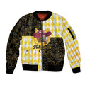 Personalised Melbourne Cup Australia Sleeve Zip Bomber Jacket Diamond Horse Racing Silks Inspired Yellow